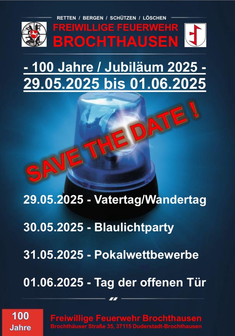 100 Jahre Freiwillige Feuerwehr Brochthausen – Jubiläumsfest 2025!