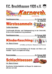 Karneval 2026 in Brochthausen: Traditionelles Wochenende beim FC Brochthausen
